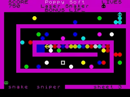Laser Snaker ZX Spectrum Reached the middle for an extra life