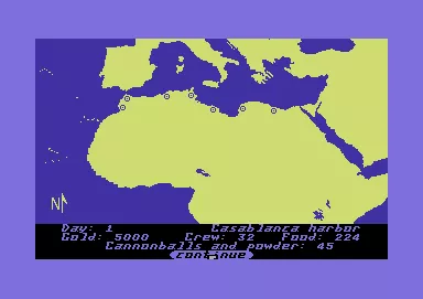 Pirates of the Barbary Coast Commodore 64 On this map you can choose your destination