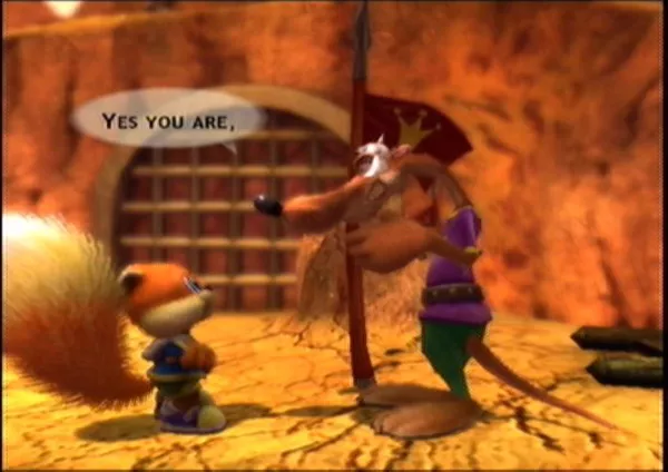 Conker: Live &#x26; Reloaded Xbox Conker cleverly bluffs his way past the guard