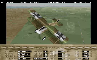 Dawn Patrol DOS External view showing an German Albatross in VGA (low-res) mode