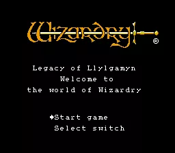 Wizardry: Legacy of Llylgamyn - The Third Scenario NES Title Screen