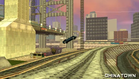 Grand Theft Auto: Liberty City Stories PSP During a Unique Jump attempt on Portland over the El Train tracks.