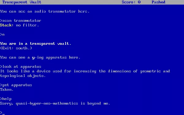 Beyond the Tesseract DOS Some straightforward adventuring equipment (Z-code port)