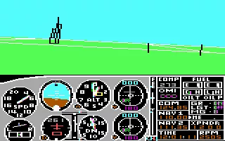 Microsoft Flight Simulator (v2.0) PC Booter Flying around a bit (PCjr)