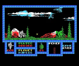 Game Over MSX Beautiful outside landscape, ruined by bad Spectrum porting