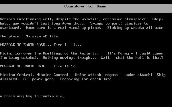 Countdown to Doom DOS Introduction