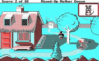 Mixed-Up Mother Goose DOS The game begins at Mother Gooses house (CGA)