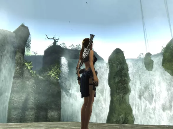 Lara Croft: Tomb Raider - Legend Windows Lovely view! The waterfalls I mean. You can unlock costumes if you gather enough rewards.