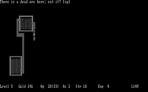 Hack DOS Some monsters are &#x22;okay&#x22; to eat (hey, it&#x27;s either that or death)