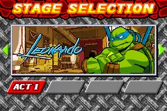 Teenage Mutant Ninja Turtles Game Boy Advance Choosing the stage.