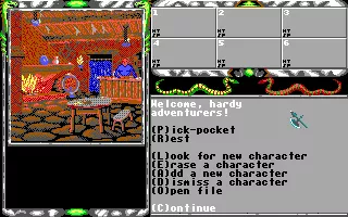 Legend of Faerghail DOS The Inn, where you can create, load, and save characters