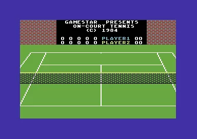 On-Court Tennis Commodore 64 Title screen