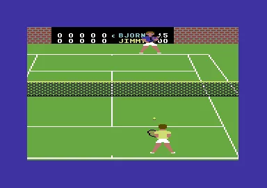 On-Court Tennis Commodore 64 The ball bounces in front of me