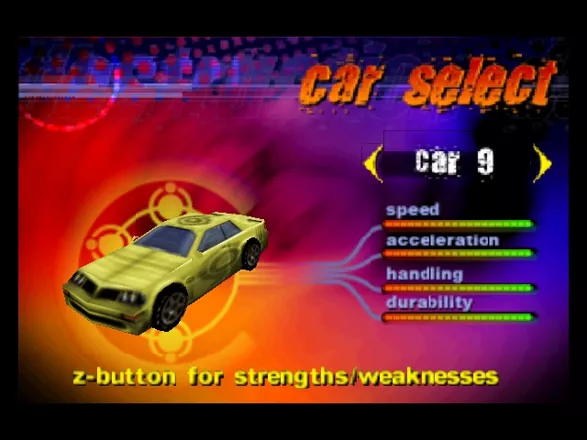 Destruction Derby 64 Nintendo 64 Choosing a car.
