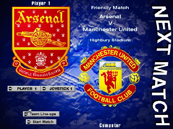 Actua Soccer: Club Edition DOS Pre-match screen