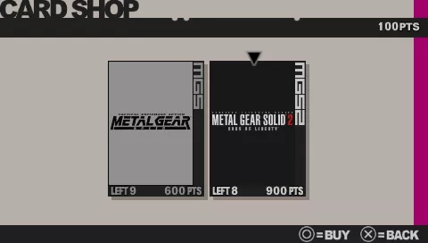 Metal Gear Ac!d PSP Card Shop Screen 