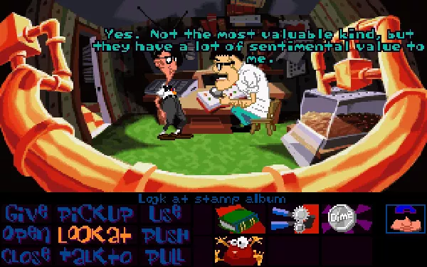 Maniac Mansion: Day of the Tentacle DOS Talking to Weird Ed