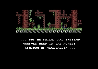 Rick Dangerous 2 Commodore 64 ...but he fails, and instead arrives deep in the Forest Kingdom of Vegetablia...