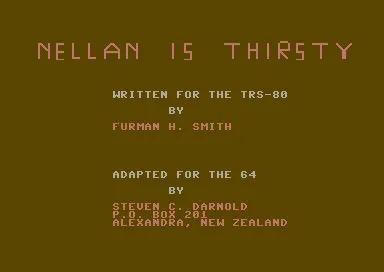 Nellan is Thirsty Commodore 64 Title / credits screen