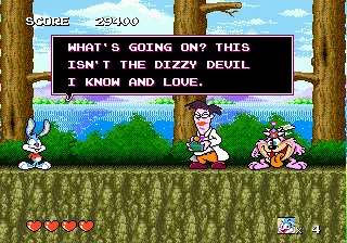 Tiny Toon Adventures: Buster&#x27;s Hidden Treasure Genesis Buster needs to stomp Dr. Splicer, as the brainwashing helmets are spiky and can&#x27;t be stepped on
