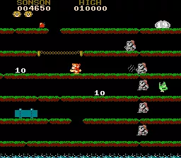 SonSon NES Even more enemies appear immediately after destroying everything on screen!