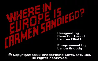 Where in Europe is Carmen Sandiego? DOS Title screen