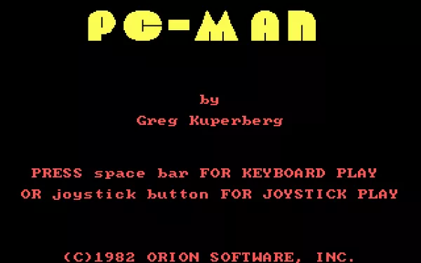 PC-Man PC Booter Title screen.