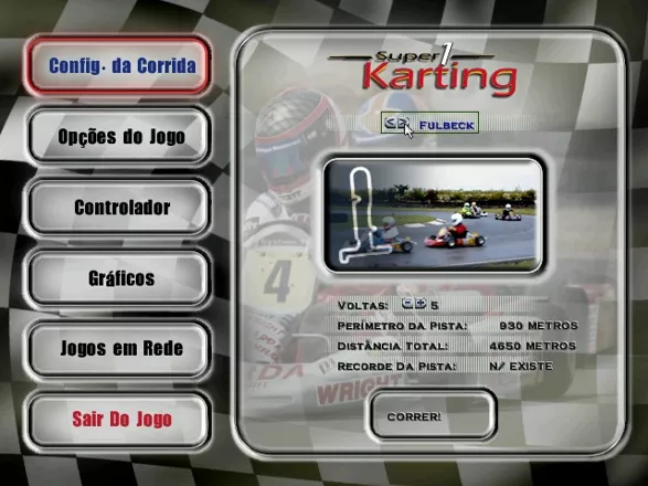 Super 1 Karting Simulation Windows The menu in Arcade mode