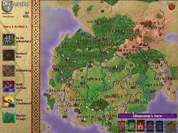 Birthright: The Gorgon&#x27;s Alliance Windows Main map screen that you spend most of your time