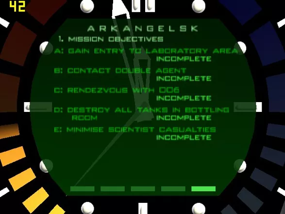 GoldenEye 007 Nintendo 64 Mission objectives in the pause menu