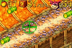 Crash Bandicoot 2: N-Tranced Game Boy Advance Riding the Atlasphere, Crunch must escape from a row of explosive barrels to progress in the level.