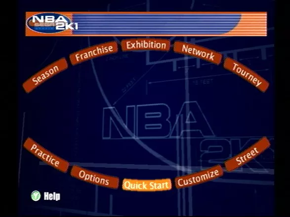 NBA 2K1 Dreamcast Main menu