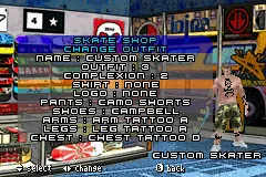 Tony Hawk&#x27;s Pro Skater 3 Game Boy Advance Create-a-skater mode