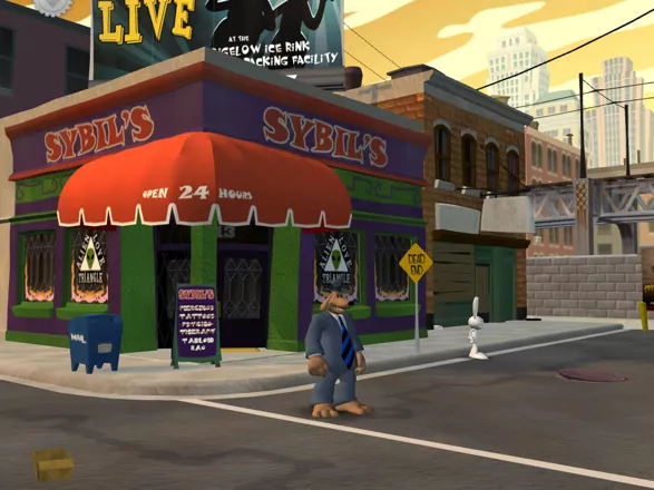Sam &#x26; Max: Episode 2 - Situation: Comedy Windows Outside Sybil&#x27;s - note her former professions.
