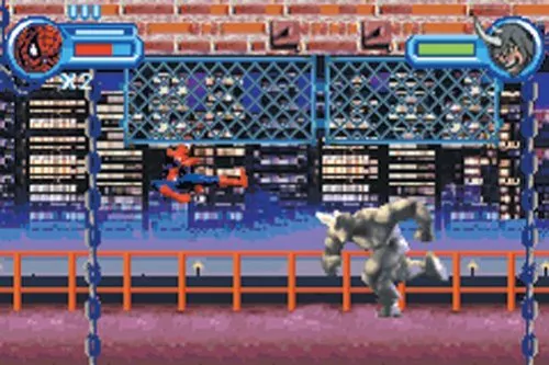 Spider-Man: Mysterio&#x27;s Menace Game Boy Advance Spider-Man Jumpkicking Rhino