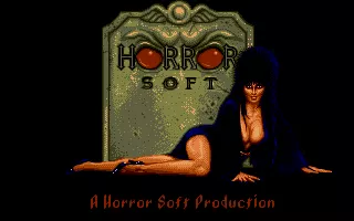Elvira II: The Jaws of Cerberus DOS Horrorsoft&#x27;s logo, also, never looked, uh, cheesecakier.