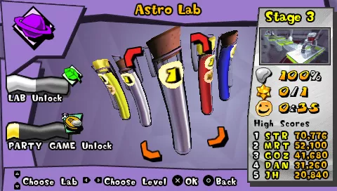 Mercury Meltdown PSP Astro lab level select