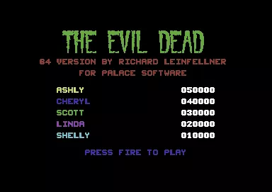 The Evil Dead Commodore 64 Title screen