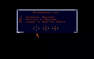 Shadoworlds DOS Main menu