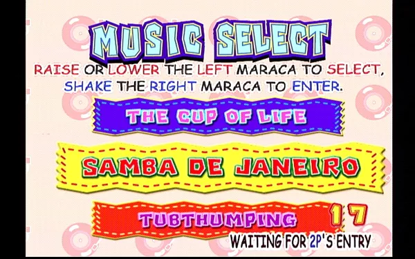 Samba De Amigo Dreamcast Select the Music