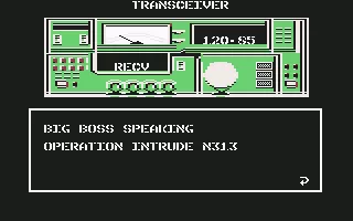 Metal Gear Commodore 64 The transceiver screen: Big Boss gives your mission objectives.