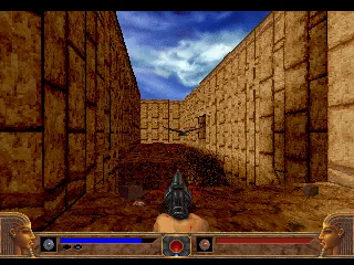 Powerslave SEGA Saturn Shooting some hawks... and from the context of the game I&#x27;s assume they are mummified hawks.