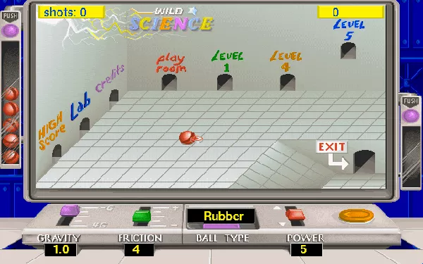 The Wild Science Arcade DOS Level select screen