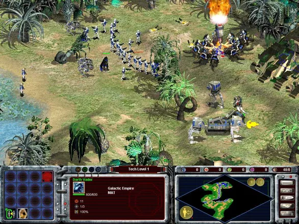Star Wars: Galactic Battlegrounds Windows Heavy attack. In some units (those walkers, for example) and buildings you can put your troops into, it fools the enemy in m-player for sure.