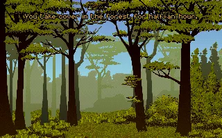 Ashes of Empire DOS Taking cover in the woods.