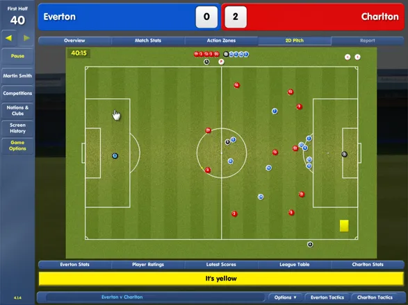 Championship Manager: Season 03/04 Windows Cards on the pitch time