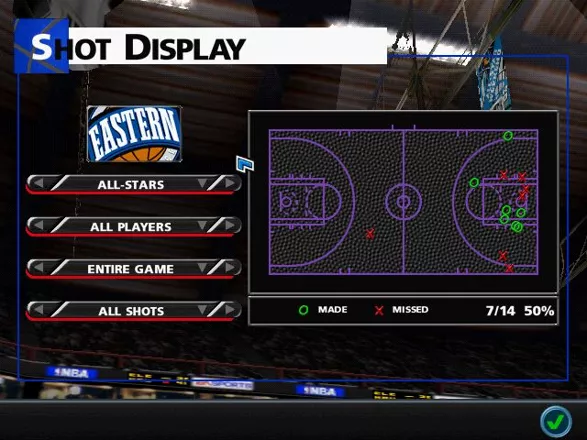 NBA Live 99 Windows Shot display (we&#x27;re shooting 50%, not bad at all)