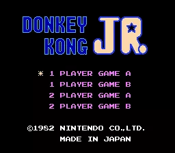 Donkey Kong Junior NES Title screen