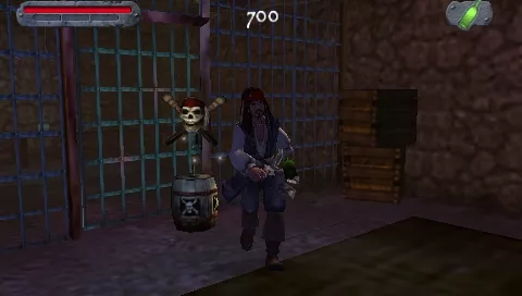 Pirates of the Caribbean: Dead Man&#x27;s Chest PSP Objects you can manipulate are marked with a skull.