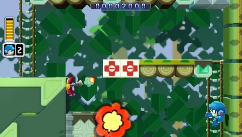 Mega Man Powered Up PSP Mega Man firing turrets